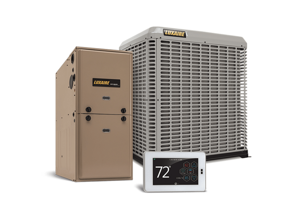 HVAC picture showcasing air conditioner and furnace